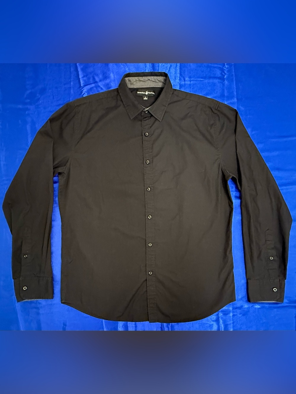 Beverly Hills Polo Club Men's Large Black Button-Up Dress Shirt - Classic Collar